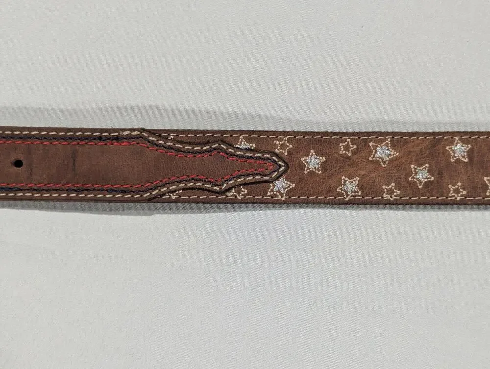 Shyanne Belt Womens M Brown Leather Western Star Rhinestone Buckle Country